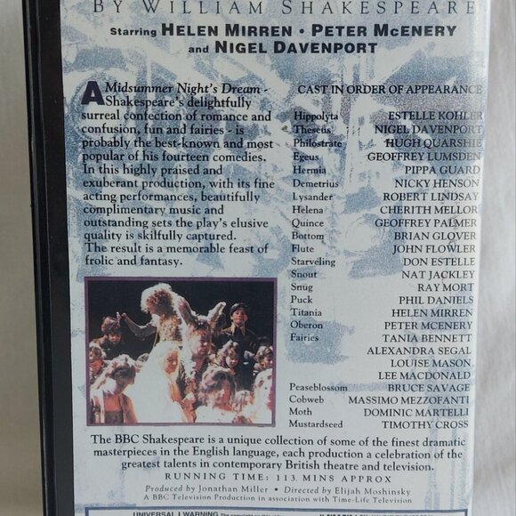 Helen Mirren BBC VHS PAL 1994 A Midsummer Night's Dream Shakespeare Video Comedy - Picture 2 of 4